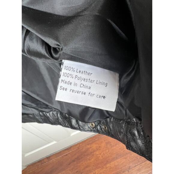 Vintage Leather & Soul Black Patchworked 90s Leather Zip-up Jacket Large Moto - Picture 7 of 10